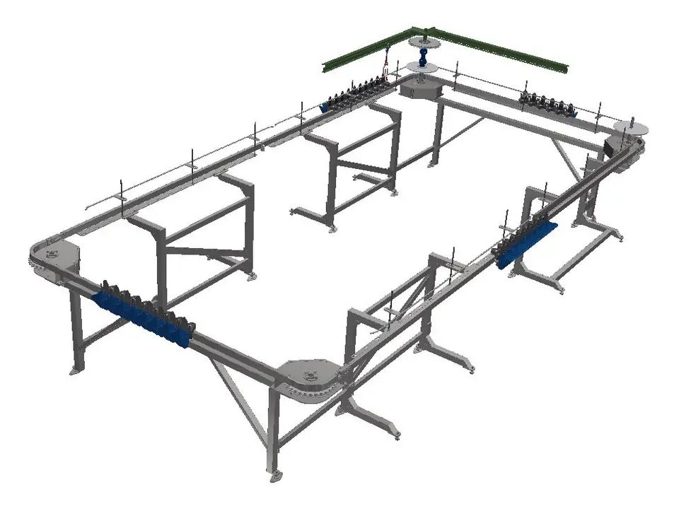 ODIGOS line: holders running in sync beneath the shackle line